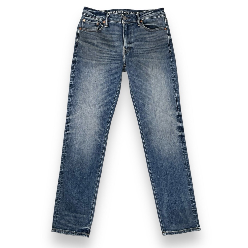 American Eagle Jeans Men 30x32 (ACTUAL‎ 30x29.5) Blue Airflex + Slim Straight